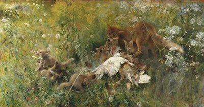 A Fox Family by Bruno Andreas Liljefors